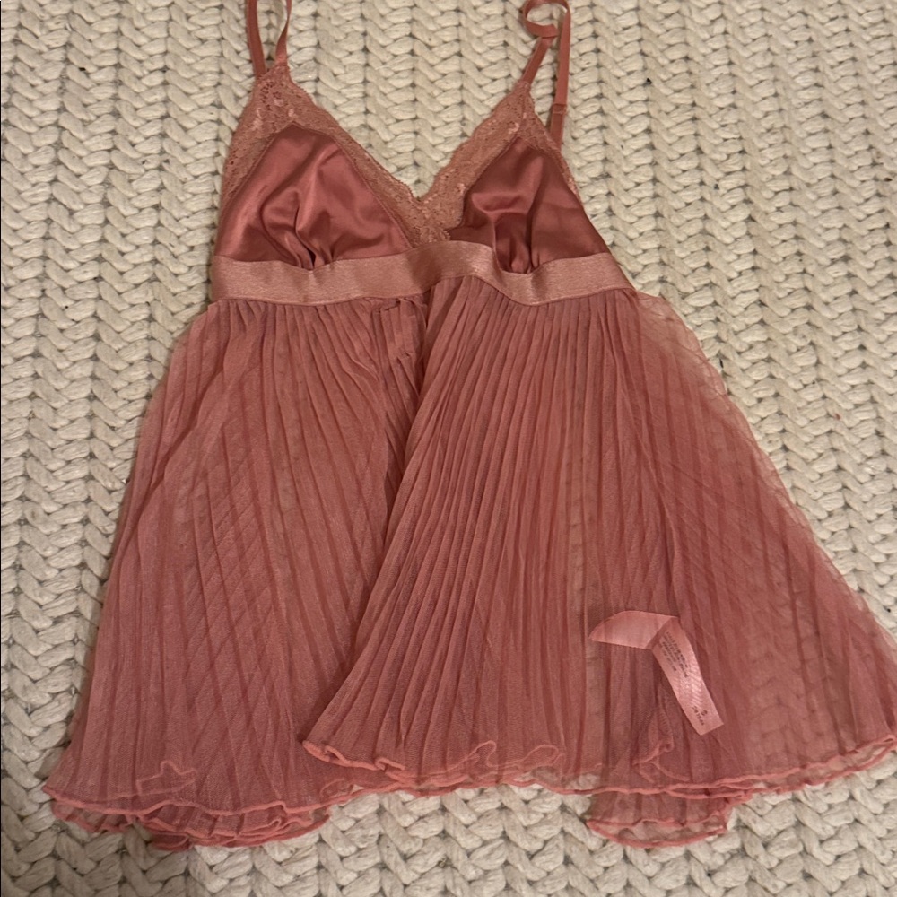 Pink Pleated Lace Chemise